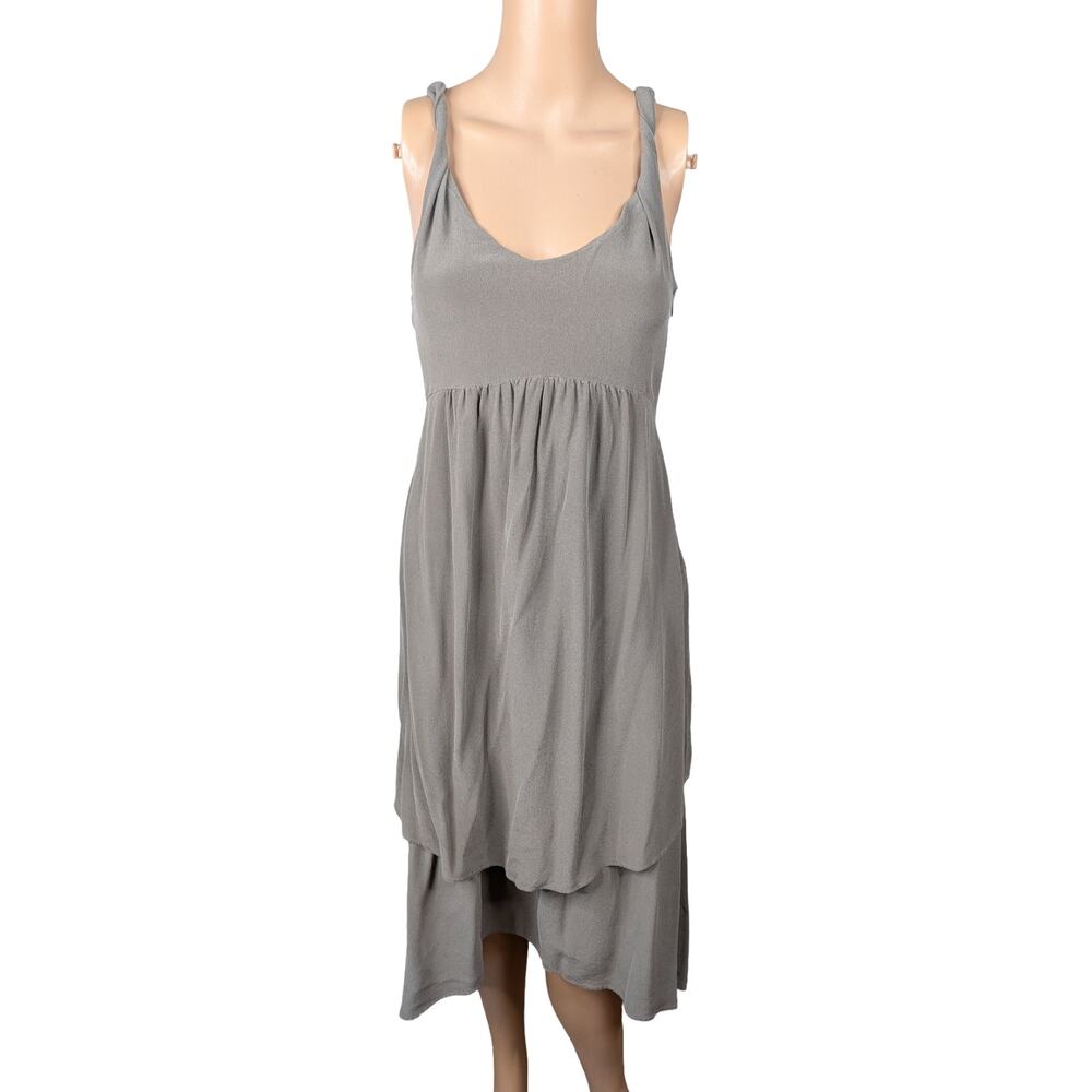 Banana Republic Vintage Silk Dress 2 Grayish Green Asymmetric Hem Whimsigoth Y2K